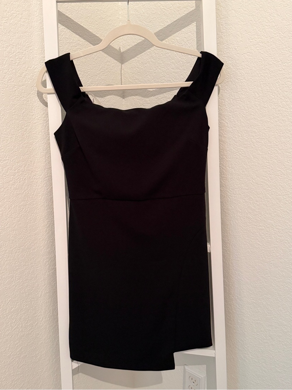 Midnight Doll Black Square Neck Ruched Asymmetrical Mini Dress Size 9